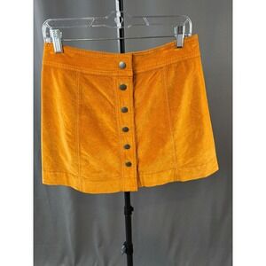Madewell Corduroy Button Front Mini Skirt Orange Women's Size 8